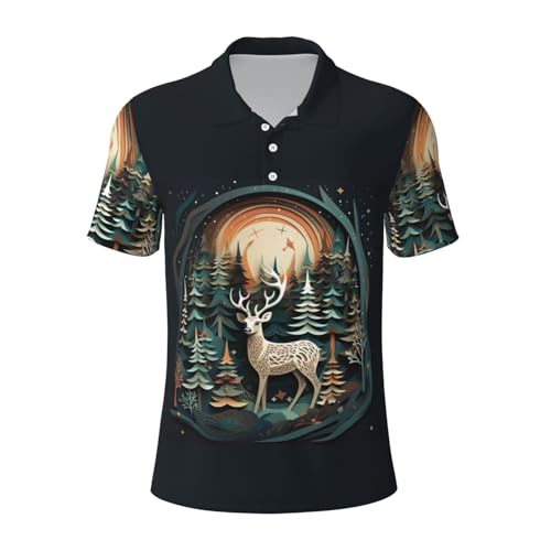 Polo cerf de Noël homme à manches courtes pour sport et bureau