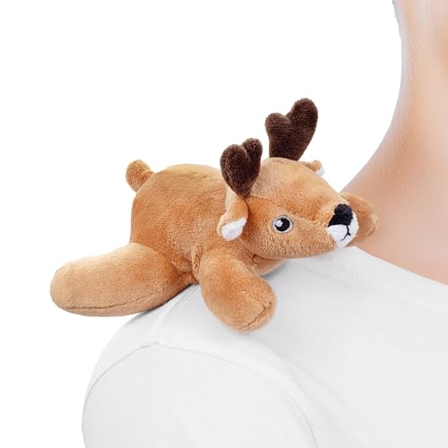 Zappi Co Shoulder Mates Deer Plush Magnet Stuffed Animal Toy, Fancy Dress Costume Accessory Shoulder Pals, Cute Plushies Gift for Kids & Teens
