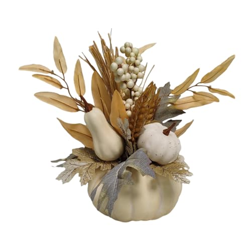 rockible Zucche Simulazione, Composizioni Floreali Miste Artificiali, Decorazioni Artificiali con Zucca di Halloween, Frutti Artificiali, Oggetti Fotografici per Feste Autunnali, Bianco