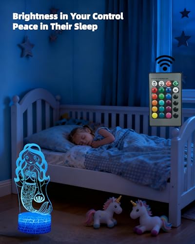 Veilleuse sirène 3D à intensité variable pour un endormissement paisible des enfants