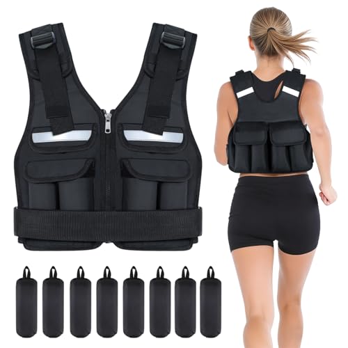 Chaleco de peso ajustable de 0,9 kg a 7 kg, mochila para correr, 8 en 1, chaleco de correr rápidamente ajustable para hombres y mujeres para senderismo, maratón, correr, ciclismo, entrenamiento de