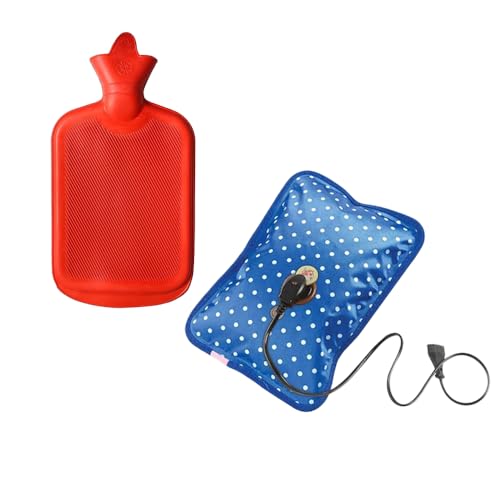 Image of Reusable Hot & Cold Bags for Muscle Relaxation, First Aid, Sports Injury, Pain Relief, Hot /Cold Therapy (Colours May Vary) (Rubber Hot Water Bag(2000ml) & Heating Pad)