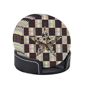 Cfan EU-DC10555 Lederuntersetzer 6er-Set Vintage-Stern