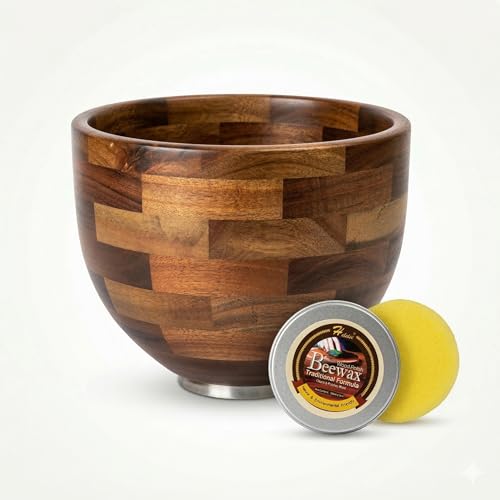 Handcrafted Wood Mixing Bowl for KitchenAid Tilt-Head Stand Mixers Natural Wooden Bowl with Stainless Steel Base 4.55 Qt Natural Wood