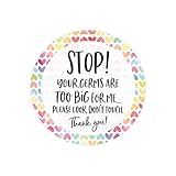 Watercolor Rainbow Hearts Stop No Touching Baby Car Seat Sign/Rainbow Baby Stroller Tag
