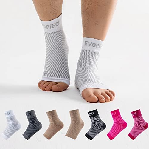 EVOPLECI Ankle Compression Sleeve Open Toe Ankle Compression Socks Plantar Fasciitis Support Brace Ankle Brace for Men Women Arch Support,Injury Recovery,Joint Pain … (S, WHITE-20-30mmHg)