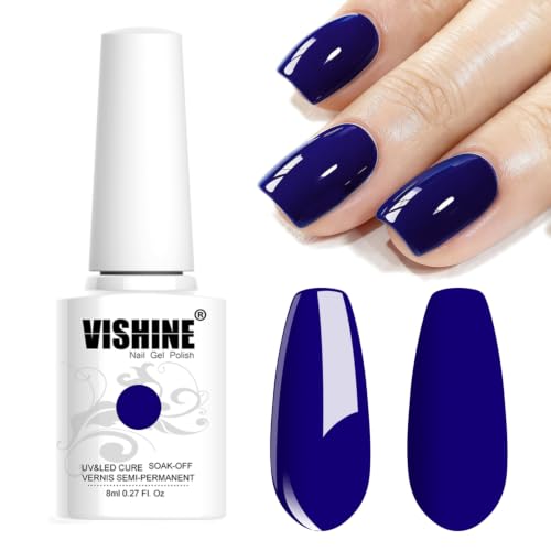 Vishine Gel Nail Polish, 1Pcs 8ml MidnightBlue Gel Polish Soak Off UV LED Gel Nail Art DIY Gel Nail Manicure for Girls Women #072