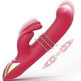New Rabbit Ears Adult Tool for Women Today Silent Silicone Rabbit Ears Pleasure Toy Set Thrusting & Games for Men and Women Machine Realistic Waterproof Handheld Gifts for Her V2868V (Red)