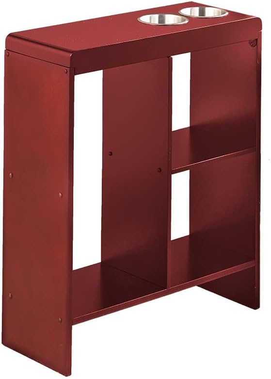 Slim End Table with Drink Holders and Built-in Shelving