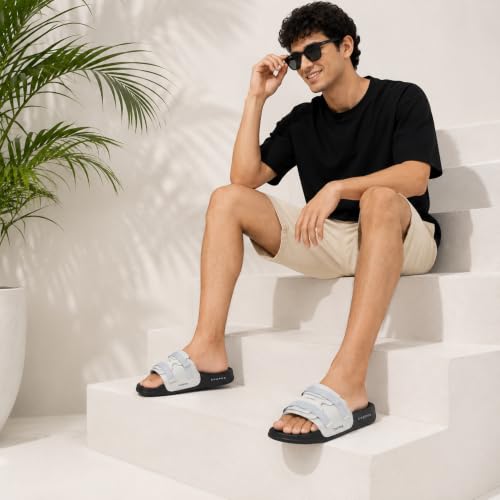 Image of CHUPPS Element Grey & Black Drift Orthopedic Slippers | Soft Footpharma Footbed | Breathable Ventilation Holes | Lightweight Flip Flops | Anti-Skid Chappals for Everyday For Mens