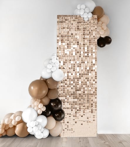Kate Panneau Mural Scintillant Carré à Paillettes - Or Champagne Fond Photo Brillant Décoration pour Anniversaires, Fêtes, Mariages et Festivités 30×30...