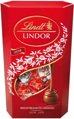 Lindt bombones LINDOR CORNET chocolate con leche, deliciosos bombones Lindt con interior de chocolate cremoso, bombones para regalar, chocolate Lindt, 600 g, aprox 48 bombones
