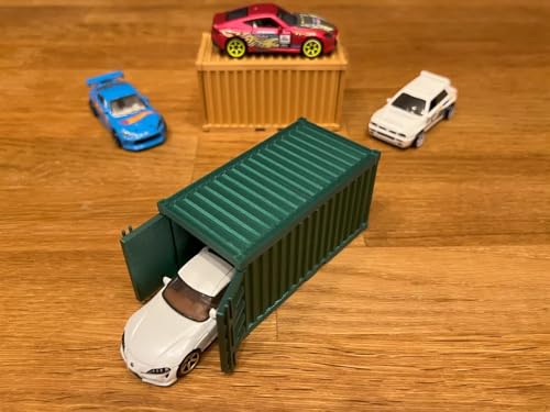 Image of FuOnXen Container for 1 /64 Scale Matchbox Cars, 2 Pack Shipping Container Model, Green, Black, Grey, Blue, Yellow, White, Red Available