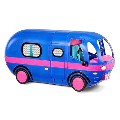 LOL Surprise 4-in-1 Glamper Fashion Camper with 55+ Surprises Fully-Furnished with Light Up Pool, Water Slide, Bunk Beds, Cafe, Bathroom, Closet, Vanity, BBQ Grill, and DJ Booth - Gift for Ages 6+