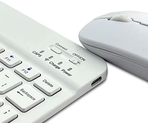 Coverzone Bluetooth Kablosuz Türkçe Klavye ve Fare ile Mini Şarj Edilebilir Alüminyum Alışım Mouse Süper Hafif Taşınabillir Bluetooth Eşleştirmeli Midi Klavye 25cm x 15cm (Beyaz) - Görsel 3