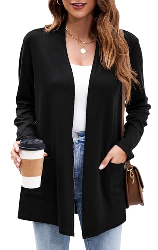 Newchoice Womens Lightweight Long Sleeve Cardigans with Pockets Casual Soft Open Front Sweater Cardigan Duster