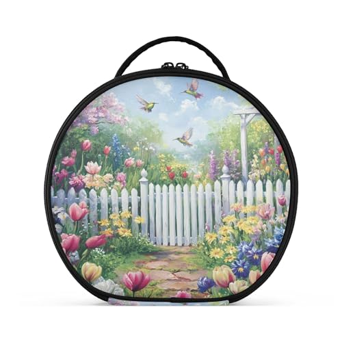 Takiito Flower Fence Travel Makeup Case Portable Makeup Box Artist Cosmetic Case Organizer With Adjustable Dividers