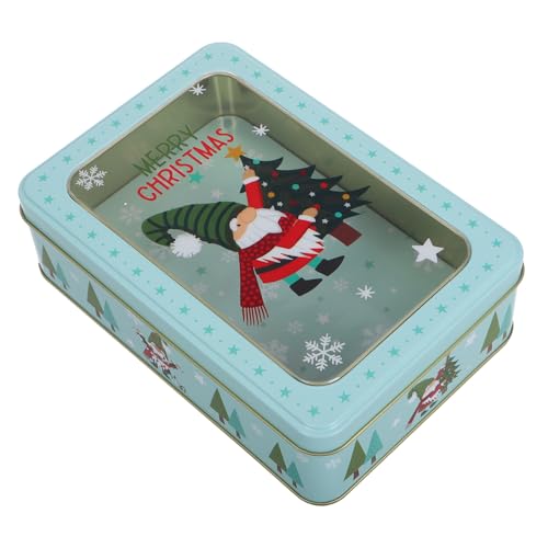 MUCKLILY Caja de galletas de hojalata tarro de galletas de jengibre latas de tarjetas de titulares de tarjetas de de navidad latas de galletas festivas planchar