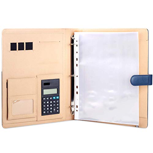 Z Plinrise High Grade Multifunction Letter Size Padfolio/Resume Portfolio Folder-Document Organizer/Business Card Holder With Calculator And 8 File Pockets (Blue) #TOP5