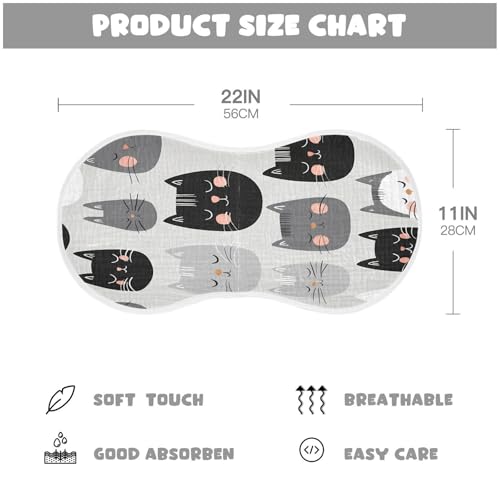 Cartoon Cat Burp Cloths Cotton Baby Washcloths,Large 22x11in Burping Cloth Absorbent and Soft for Newborn Baby Boys and Girls,1 Pack4