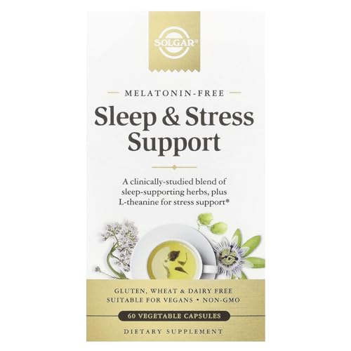 Solgar Sleep & Stress Support, 60 Vegetable Capsules – Melatonin-No