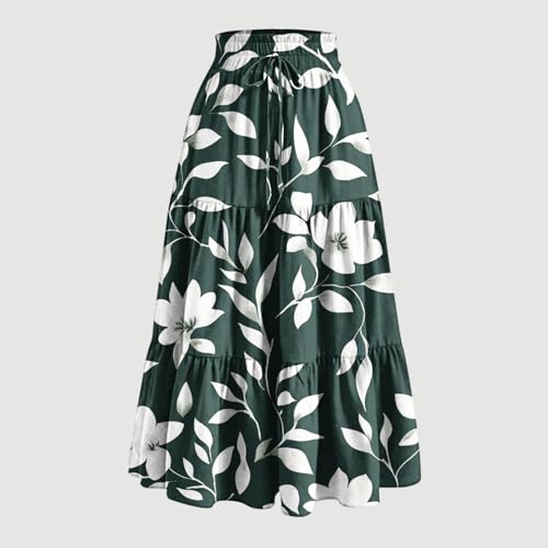 Fall Skirts for Women 2025 Vacation Boho Floral Tiered Maxi Skirt Summer Casual A-Line Long Skirt Beach Outfits2