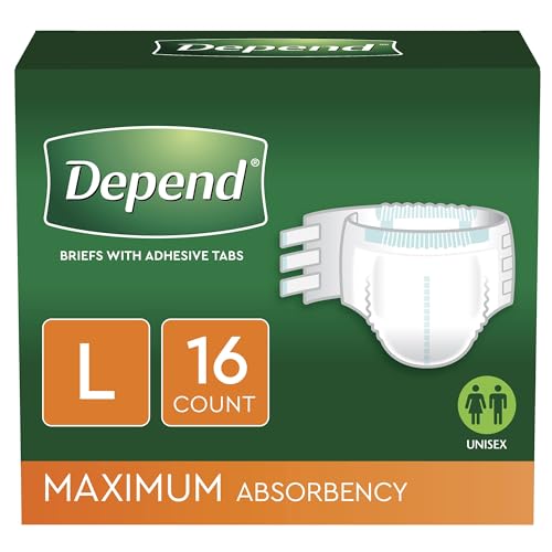 Depend Protection with Tabs Maximum Briefs, Large,16 count ( Pack of 4)