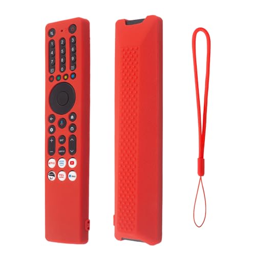 Image of Silicone TV Remote Cover Compatible with TCL Tv Remote RC833A 4K QLED Google TV Protective Case with Lanyard [Remote NOT Included] (2025-Red)