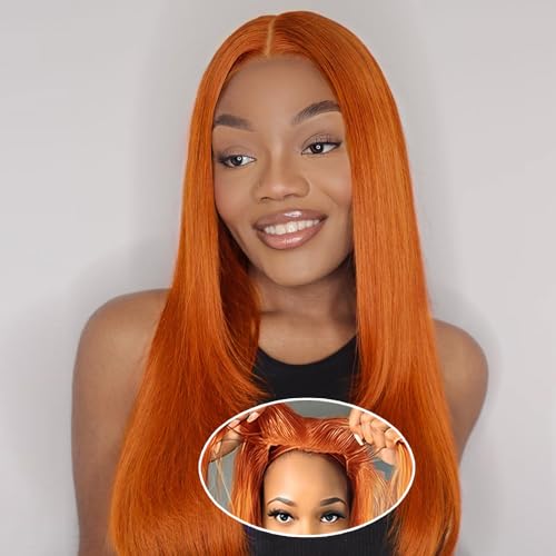 Ailwelia Wear and Go Glueless Bob Wig Human Hair 200% Density 5x5 HD Lace Closure Wigs For Black Women Glueless 5x5 Closure Wigs Human Hair Pre Plucked Bob Ginger Color 26 Inch