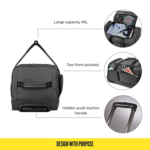 solo Leroy Carry-On Wheeled Duffle Bag, 49L Capacity, Grey, 22 Inch