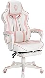 Vonesse Pink Gaming Chair PC Game Chair for Girls Reclining Computer Chair with Footrest Office Ergonomic Gaming Computer Chair with Massage High Back Gaming Chairs for Adults