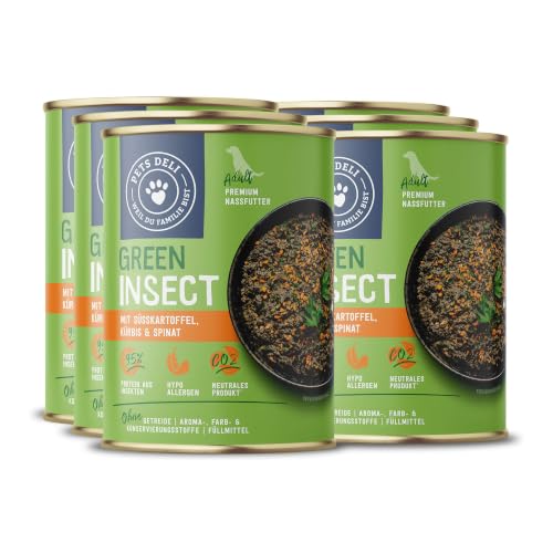 Pets Deli Green Nassfutter für Hunde mit Insektenbasis, 6x400g