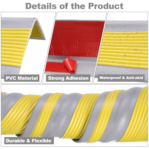 QUARKZMAN Stufenkantenschutz, rutschfeste Treppenstufen, selbstklebende Treppenstufenleisten für den Innen- und Außenbereich, Zuhause, Büro, Gelb (2,1 m)