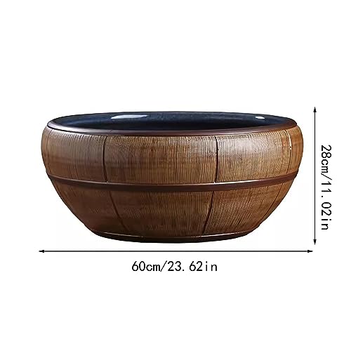 Miniatura 2 de Acuario Tanque De Peces De Colores De Cerámica Grande Tanque De Loto Tanque De Tortugas Maceta Hidropónica Para El Hogar Maceta De Loto Retro Creativa Decoraciones Para Peceras