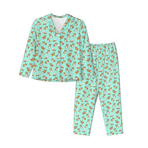 Pyjama long corgi pour femme le vêtement de nuit décontracté