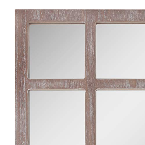 Stonebriar 23.5" x 23.5" Square Worn White 9 Window Pane Hanging Wall Mirror with Attached Mounting Brackets, Decorative Rustic Decor for the Living Room, Bedroom, Bathroom, Hallway, and Entryway - Image 4
