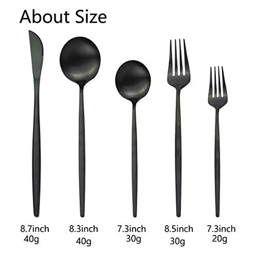 Jashii Flatware Silverware Set Stainless Steel Satin Finish Cutlery Set Service For 6, 30-Piece Spoons And Forks Kitchen Utensil Set, Dishwasher Safe (Matte Black) #TOP2