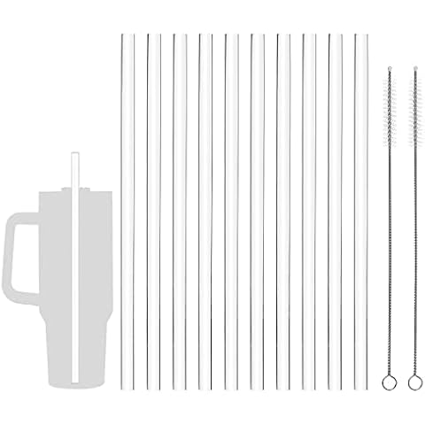 Replacement Straw for Stanley 40 oz 30 oz Cup Tumbler, 10 Pack Reusable Straws with Cleaning Brush for Stanley Adventure Travel Tumbler, Plastic Clear Straw for Stanley Accessories Cover