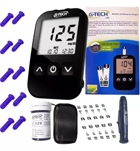 G TEC Lite Medidor de Glicose no Sangue, Monitor Digital com Disp...