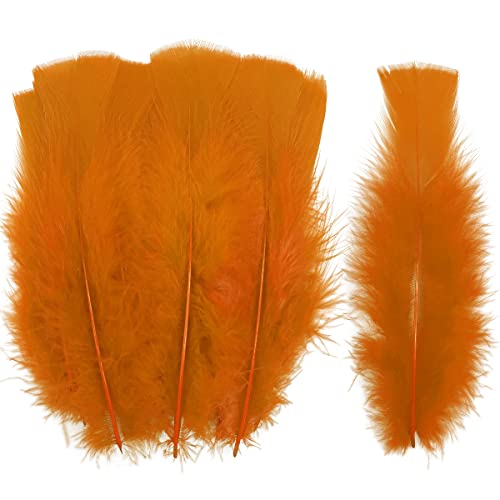100Pcs Orange Turkey Flat Feathers 4-6 Inch Fluffy Feathers For Crafts Masks Hats Decorating Dream Catchers Wedding Party Decoration #TOP12