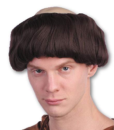 Brown Monk Wig with Bald Patch Medieval Viking Men s Adult Costume Accessory