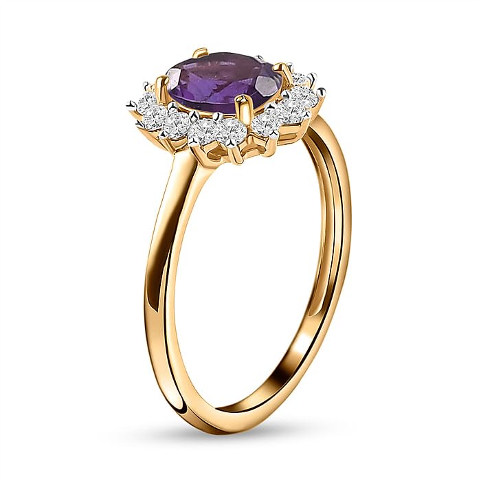 Image of Princess Diana Inspired Halo Birthstone Ring for Women Girls | Pure 925 Sterling Silver with AAA+ Natural Gemstone | 18K Gold-Plated | Best Gift for Birthday, Anniversary, or Valentine�s Day