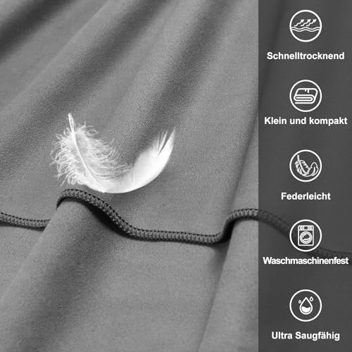 Pameil Fitness Handtuch |120x50cm| Kompakt & Schnelltrocknend mikrofaser Handtuch, Sporthandtuch, Reisehandtuch, Strandhandtuch mit Reißverschluss Tasche