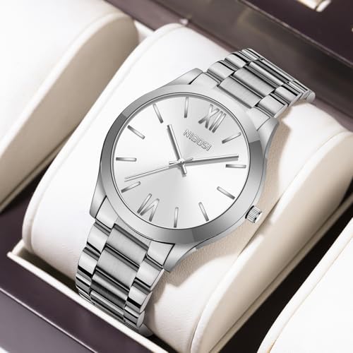 Image of NIBOSI Watch for Man Analog Minimalism Dial Quartz Mens Watch Business Black Wrist Watch Polycarbonate Strap Waterproof
