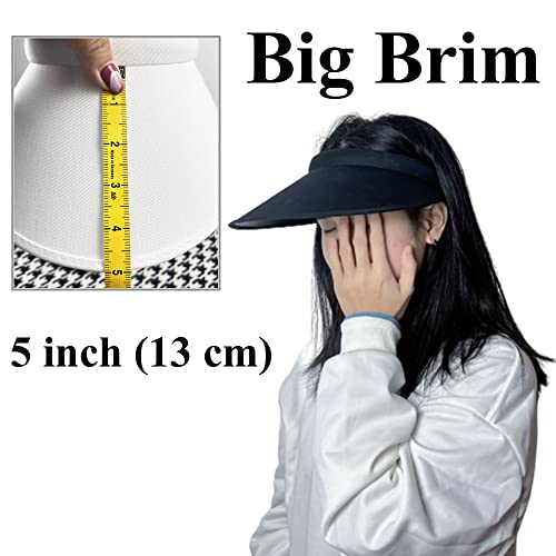 2 Pack Sports Visor Women Sun Hat Slip-On Cap Men Big Brim Wide Large Head Sports Adjustable Beach Cloth Golf Outdoor (Red,White) #TOP4