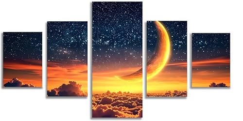 Diamond Painting pour Adulte Lune Broderie Diamant Kit Complet 150x75cm Orange Peinture Strass