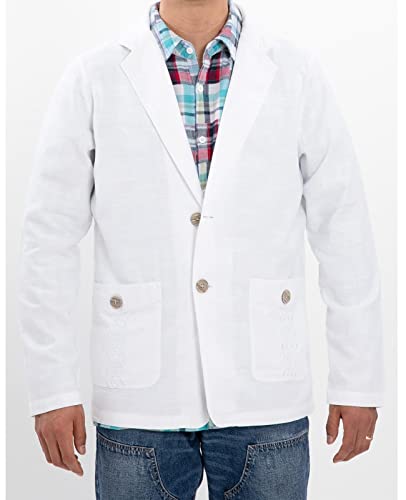 Men's Lightweight Suit Jacket Casual Sport Coat Summer Linen Blazer Two Buttons White M #TOP3