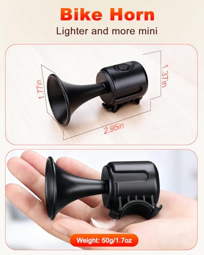 Onvian Electric Bike Horn, 120db Bicycle Horn for 22.2-32mm Handlebars, Electronic Bike Bell with 3V Battery Operated, IPX4 Waterproof Bike Horn for Adults Kids Bike, Scooter, Ebike, Easy Installation