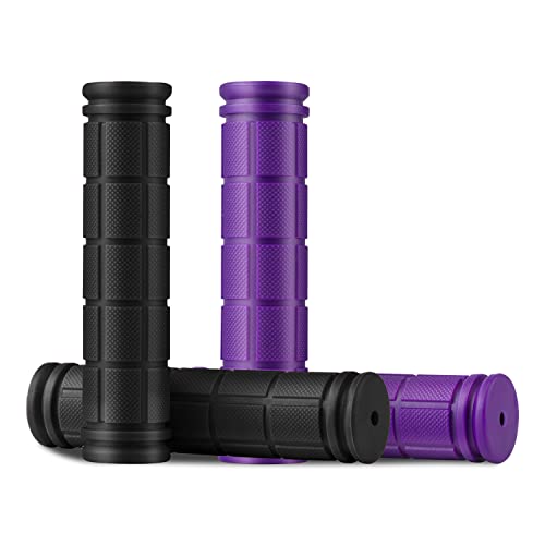 2 Pairs Bicycle Handlebar Grips, Msdada Non-Slip Rubber Bike Handle Grips For Kids Bike Scooter Mountain Road Urban Bike Tricycle Cruiser Foldable Bike(Black&Purple) #TOP14