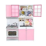 Eine moderne Küche im Pink-weißen Design, kann kinderleicht ohne Werkzeug auf- und abgebaut werden